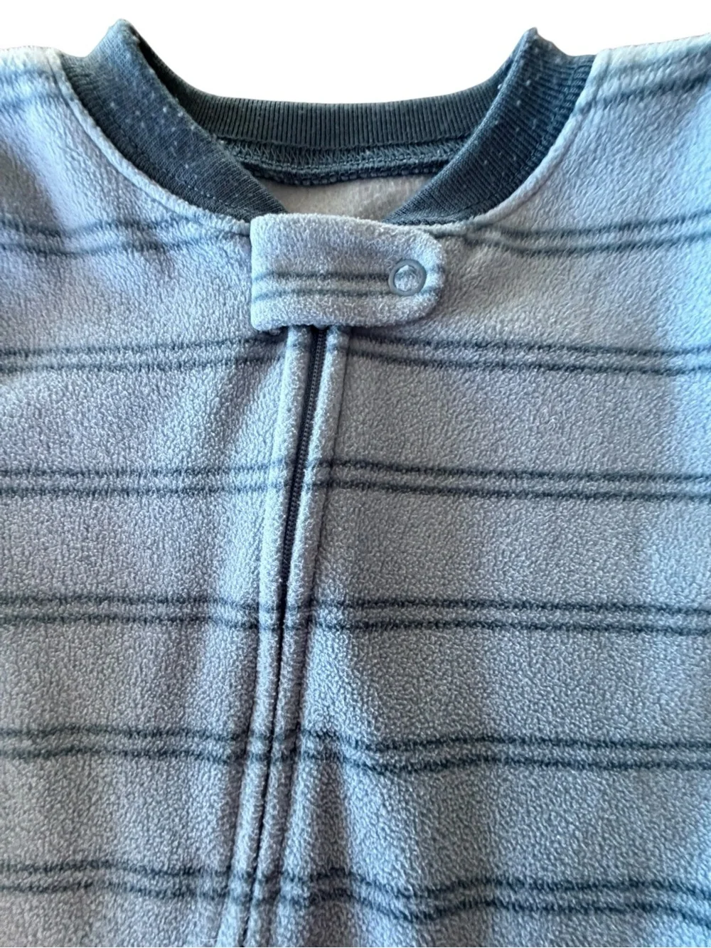 Carter’s Blue Striped Fleece Footed Zip Sleeper Pajamas 18M